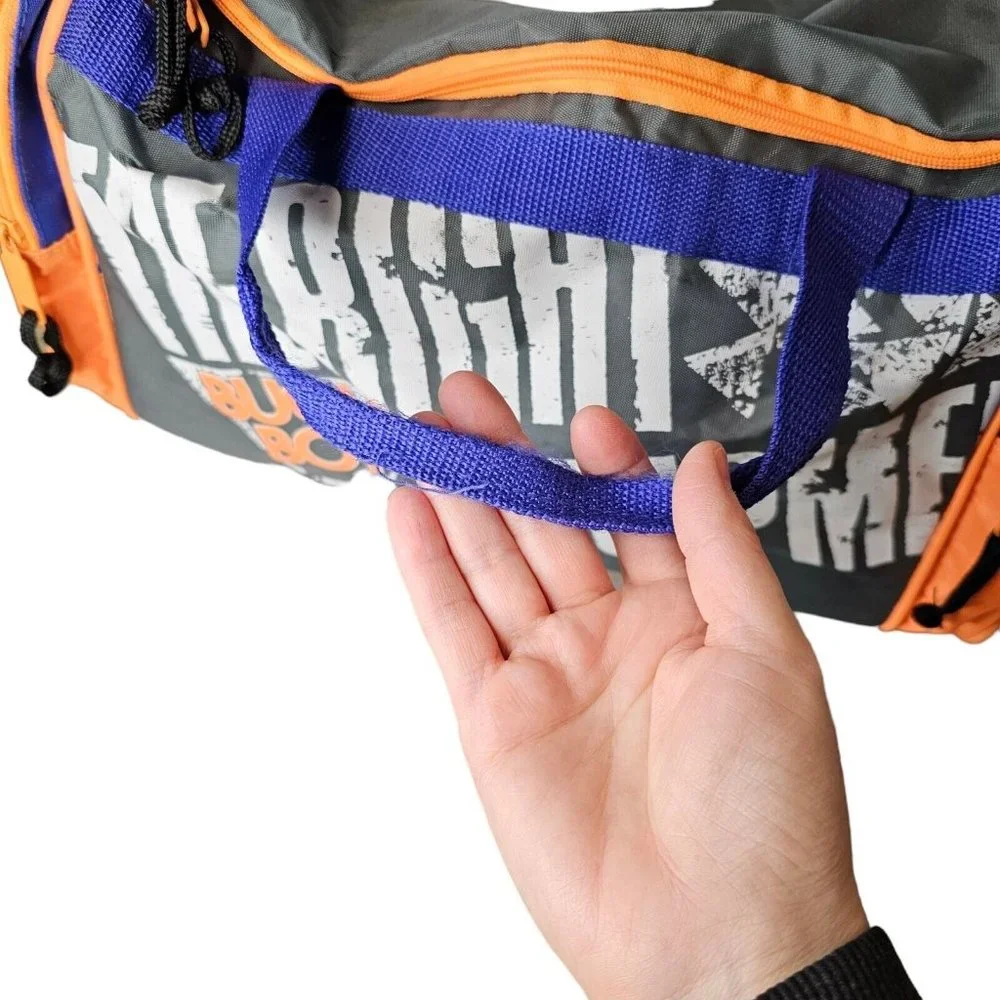 Vintage 90s Bugle Boy Duffle Gym Bag‎ Weekender Overnight Blue Orange Streetwear